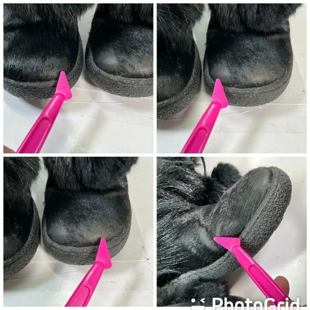 Oscar Sport Boots Black Apres‎ Goat Hair Pom Pom Embroidery Snow Bunny